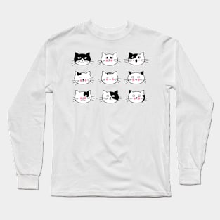 Cat Emotion Cute Cat Face Collection Long Sleeve T-Shirt